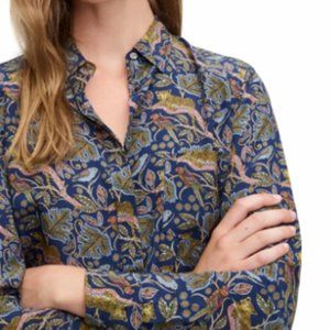 J. Crew Botanical Cheetah Print Button-Up Silk Shirt
